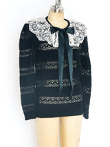 Valentino Cashmere and Lace Sweater Top arcadeshops.com