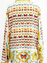 Butterfly Scarf Print Silk Shirt Top arcadeshops.com