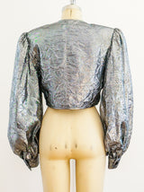 Silver Lame Wrinkle Texture Jacket Jacket arcadeshops.com