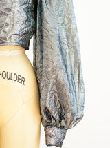 Silver Lame Wrinkle Texture Jacket Jacket arcadeshops.com