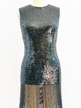 Black Sequin Fringed Mini Dress arcadeshops.com