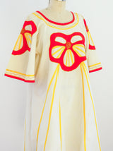 Flower Applique Cotton Caftan Dress arcadeshops.com