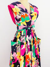 Victor Costa Floral Cotton Wrap Jumper Dress arcadeshops.com