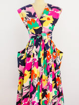 Victor Costa Floral Cotton Wrap Jumper Dress arcadeshops.com