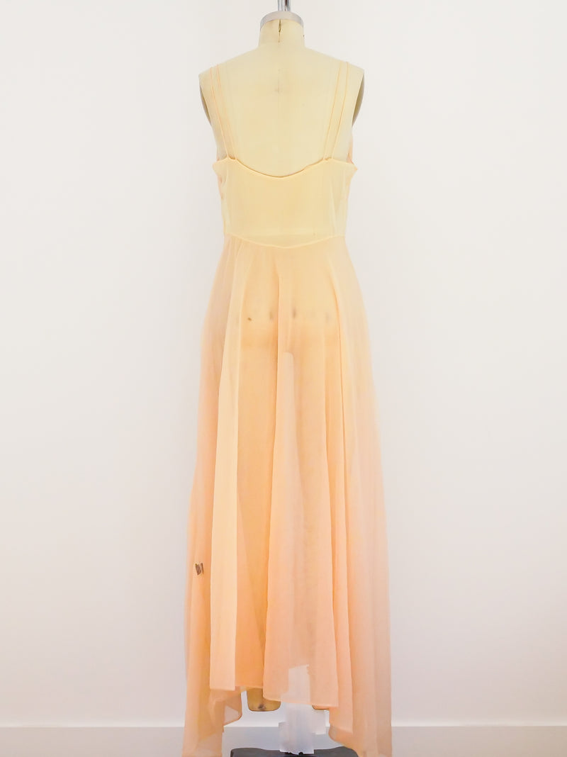 Peach Mesh Nightgown with Sequins Dress arcadeshops.com