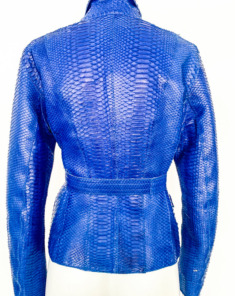 Donna Karan Blue Snakeskin Jacket Jacket arcadeshops.com