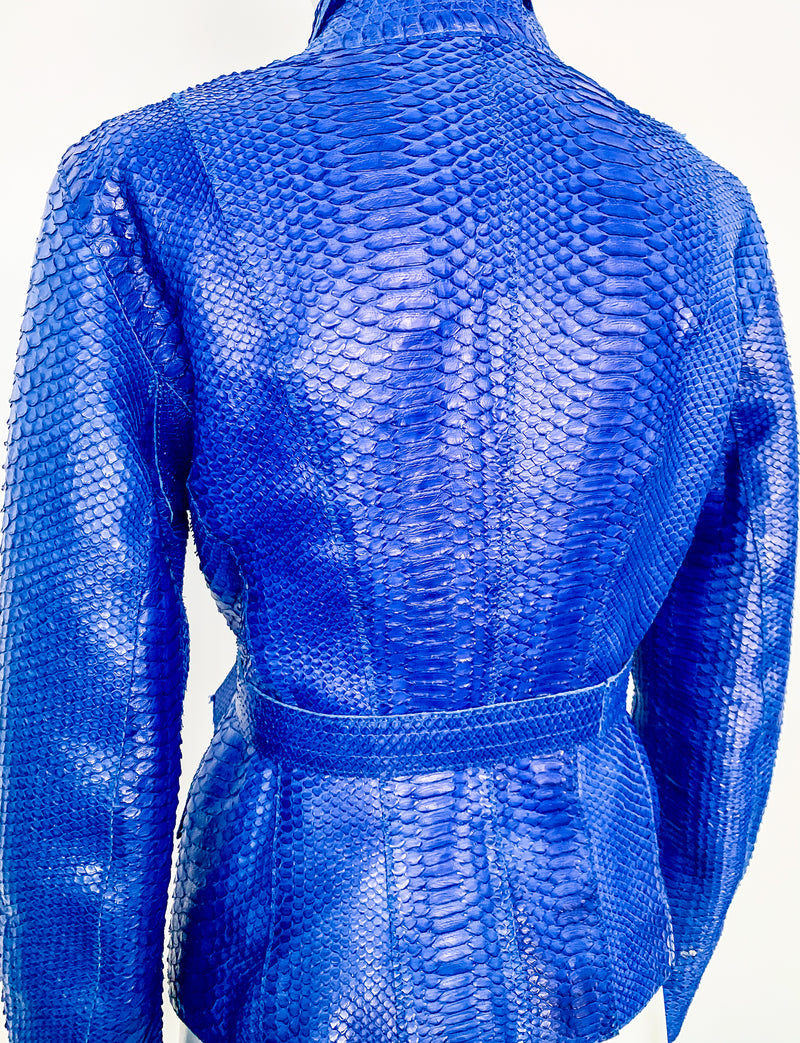 Donna Karan Blue Snakeskin Jacket Jacket arcadeshops.com