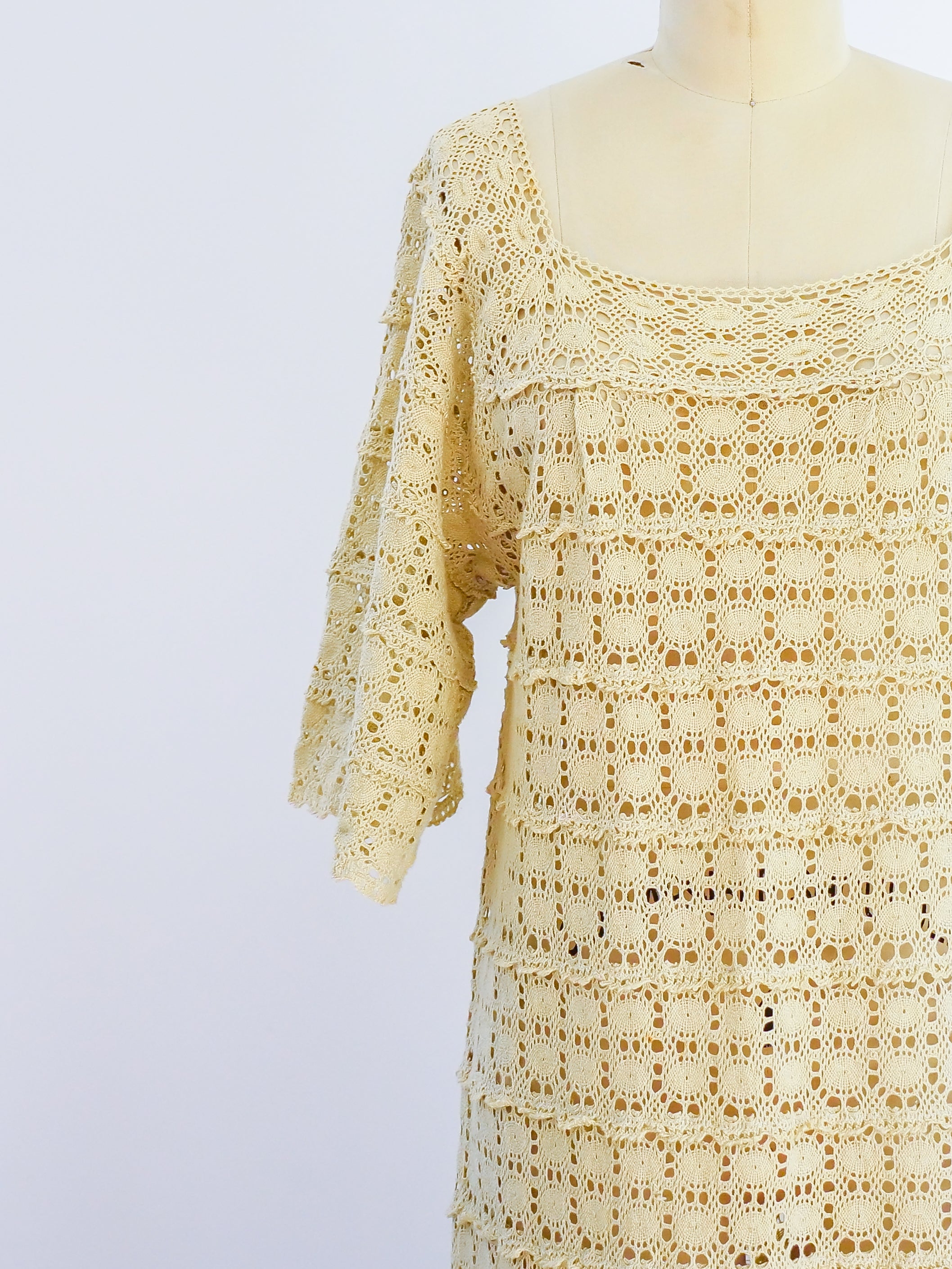 Beige Lace Crochet Halter Neck Maxi Dress with Embroidery Details