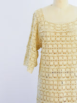 Beige Crochet Lace Maxi Dress arcadeshops.com