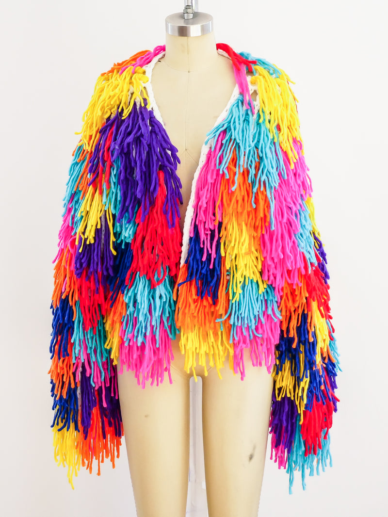 Custom Rainbow Yarn Crochet Jacket arcadeshops.com