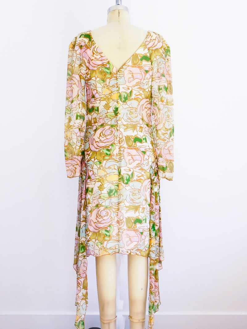 Holly's Harp Floral Silk Chiffon Dress Dress arcadeshops.com