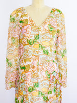 Holly's Harp Floral Silk Chiffon Dress Dress arcadeshops.com