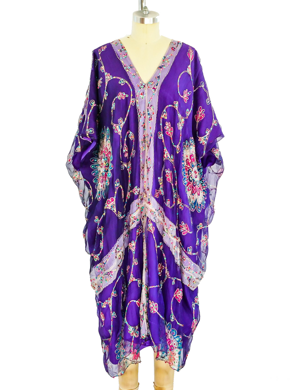 Embroidered Silk Sequined Caftan Dress arcadeshops.com