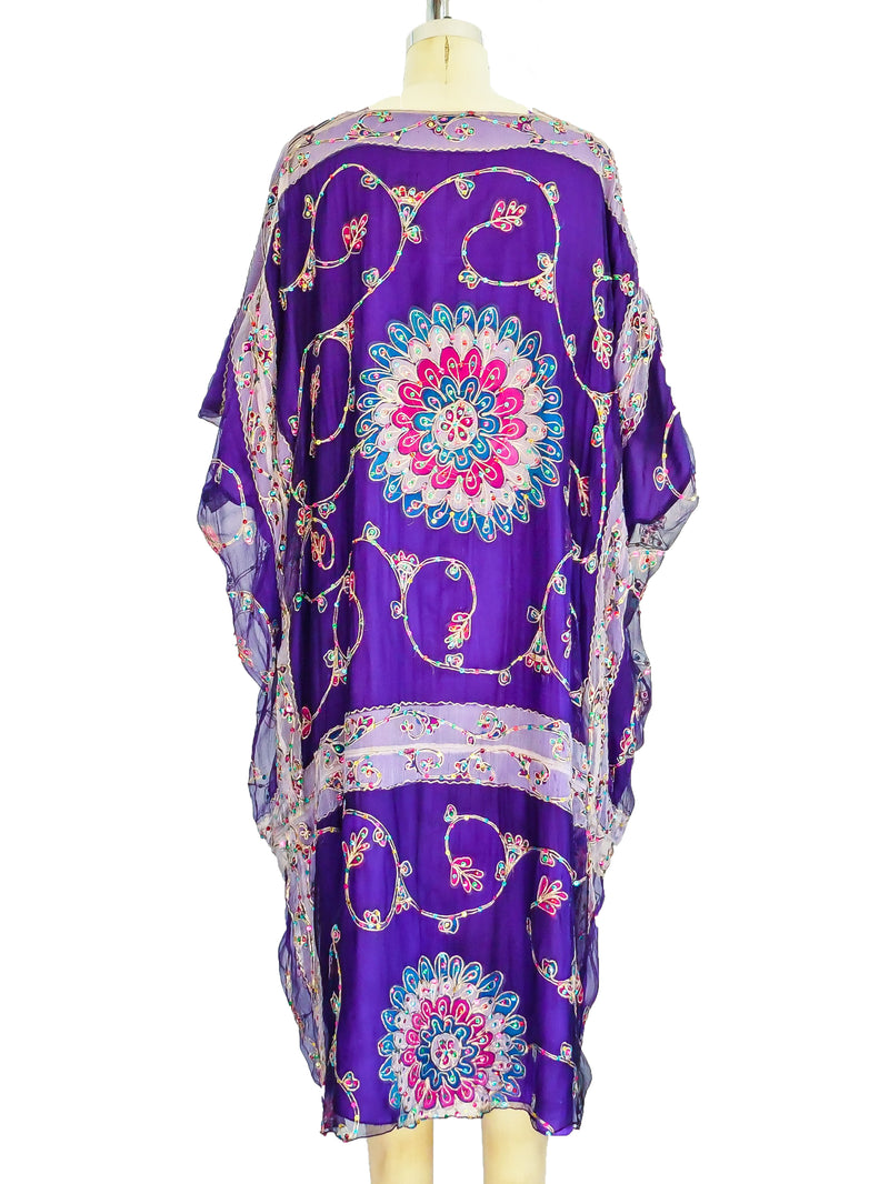 Embroidered Silk Sequined Caftan Dress arcadeshops.com