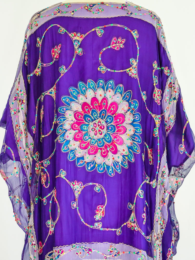 Embroidered Silk Sequined Caftan Dress arcadeshops.com