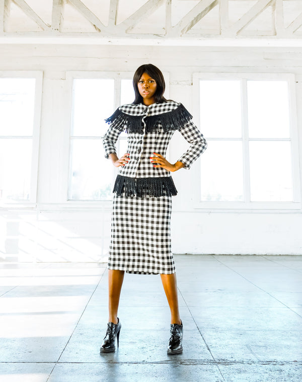 Norma Kamali Fringed Skirt Ensemble Suit arcadeshops.com