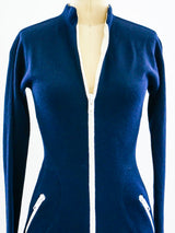 Geoffrey Beene Navy Zippered Knit Mini Dress Dress arcadeshops.com