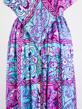 Donald Brooks Patchwork Print Halter Gown with Scarf Dress arcadeshops.com