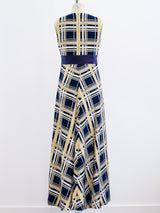 Morton Myles Blue Plaid Lurex Maxi Dress Dress arcadeshops.com