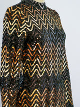 1970's Chevron Sequined Gown Dress arcadeshops.com