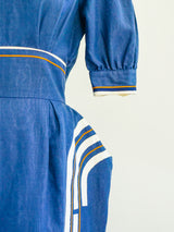 Sculptural Blue Linen Dress Dress arcadeshops.com