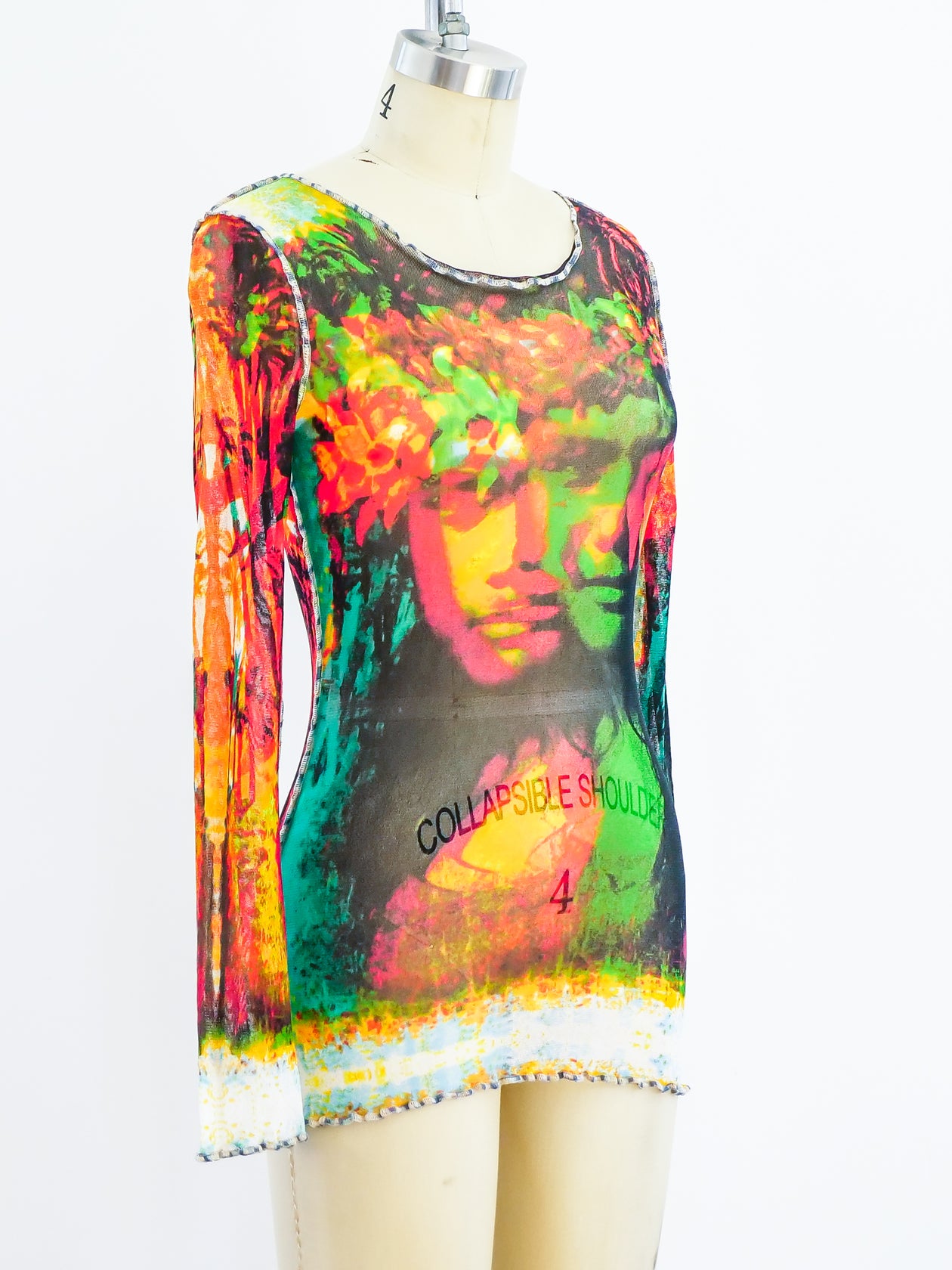 Jean Paul Gaultier Face Print Mesh Top