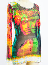 Jean Paul Gaultier Face Print Mesh Top Top arcadeshops.com