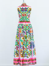 1960s Neon Floral Print Sleeveless Dress Dress arcadeshops.com