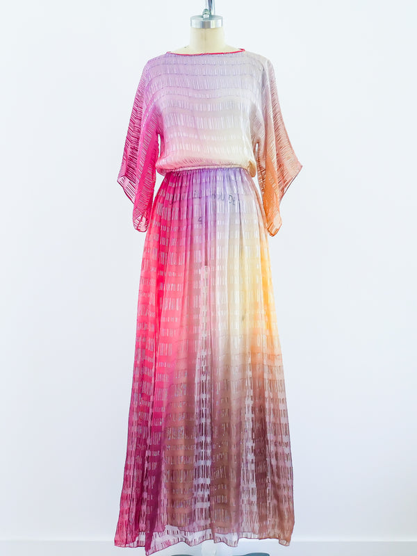 1970s Ombre Silk Chiffon Dress Dress arcadeshops.com