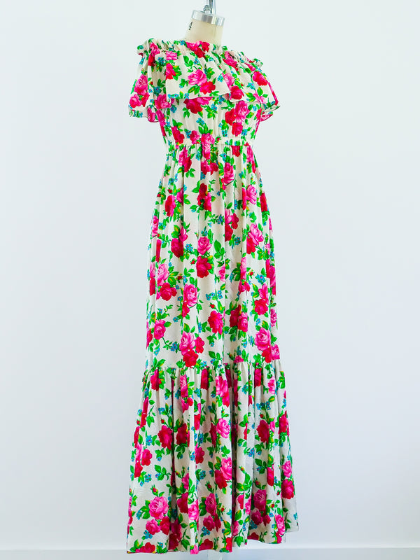 Spring 1977 YSL Rose Print Gown Dress arcadeshops.com