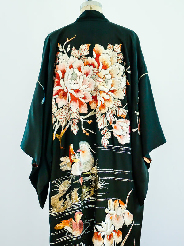 Antique Floral Embroidered Silk Kimono Jacket arcadeshops.com