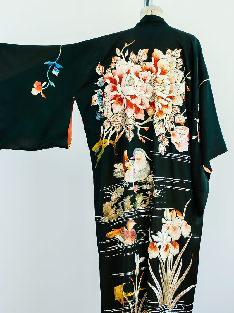 Antique Floral Embroidered Silk Kimono Jacket arcadeshops.com
