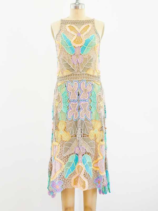 Pastel Pieced Hand Crocheted Sleeveless Dress Dress arcadeshops.com