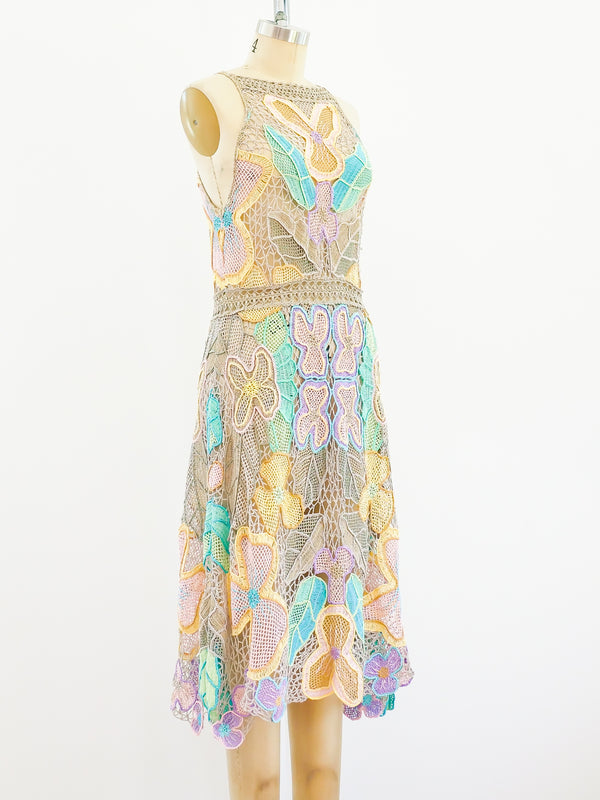 Pastel Pieced Hand Crocheted Sleeveless Dress Dress arcadeshops.com
