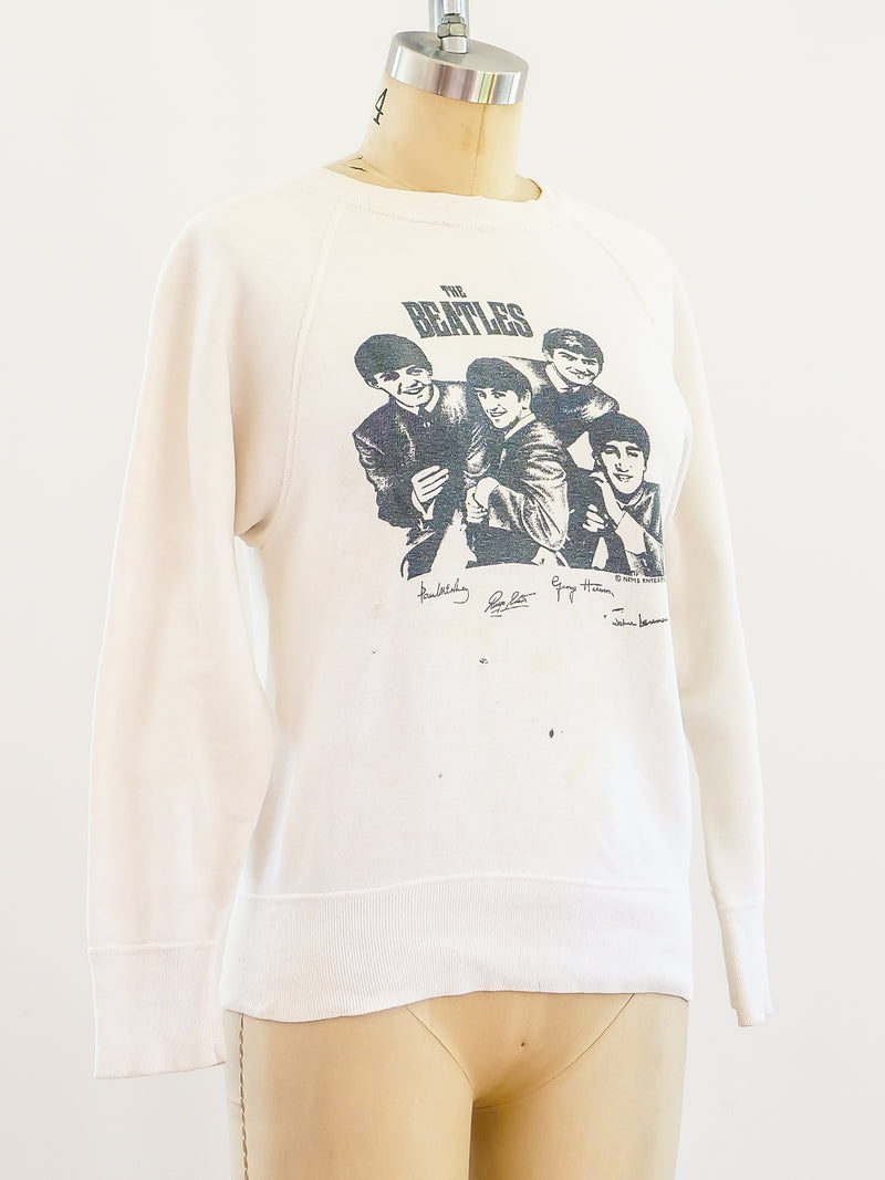 1960s Beatles Signature Print Sweatshirt T-shirt arcadeshops.com