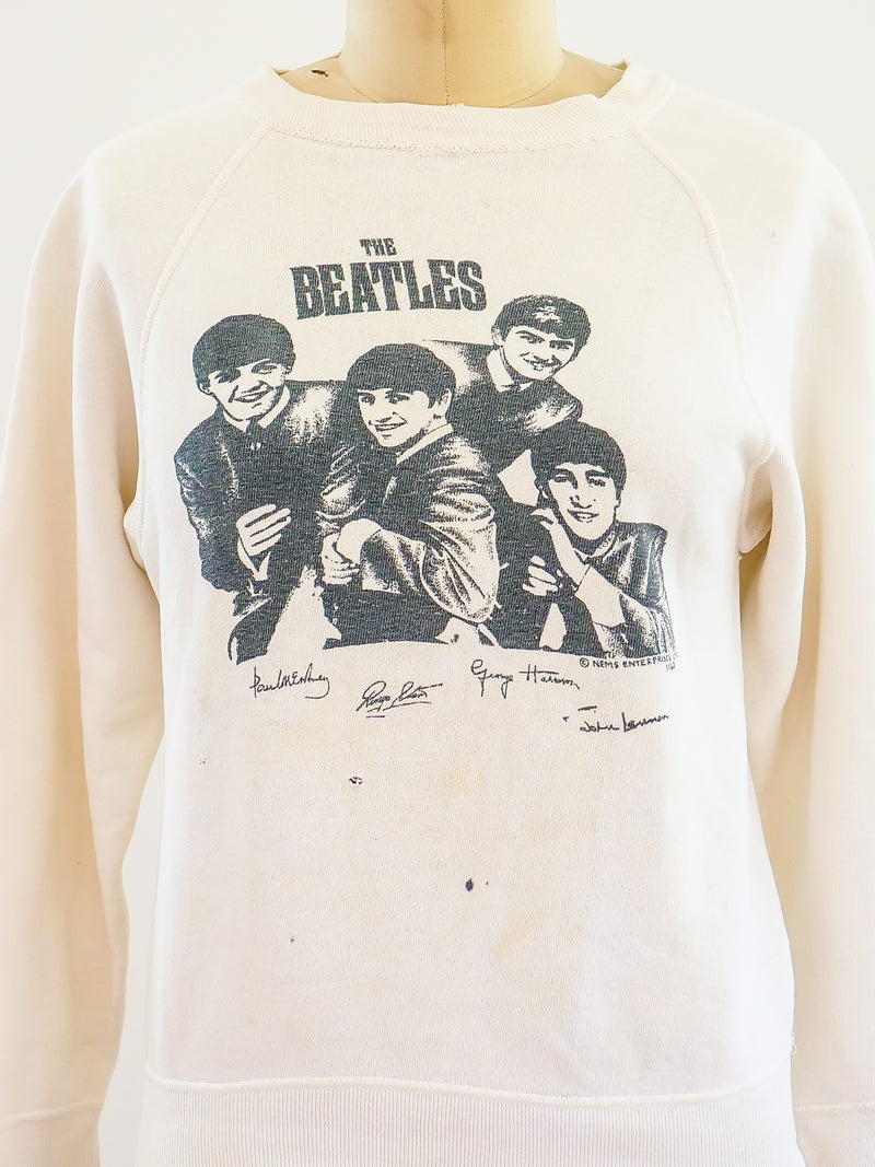 1960s Beatles Signature Print Sweatshirt T-shirt arcadeshops.com