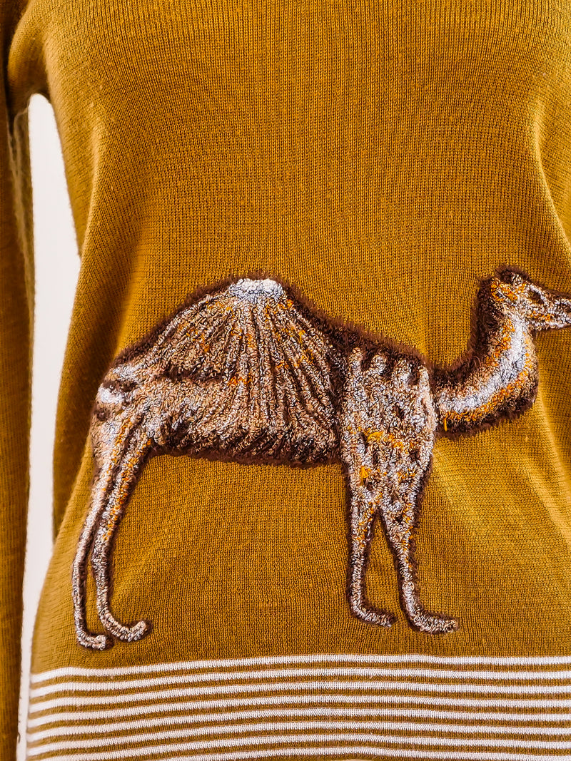 V Neck Camel Sweater Top arcadeshops.com