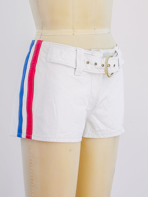 1970s White Leather Racing Shorts Bottom arcadeshops.com