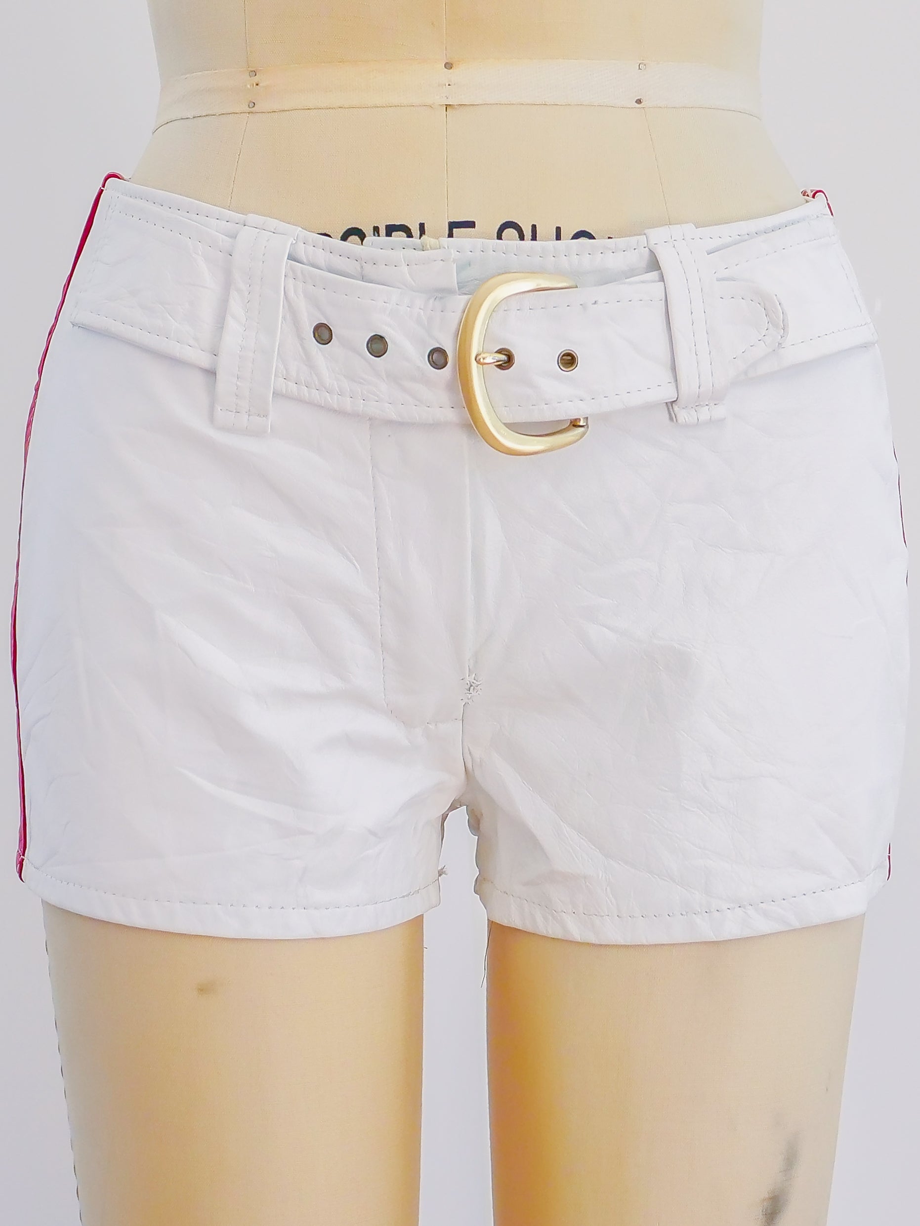 1970s White Leather Racing Shorts