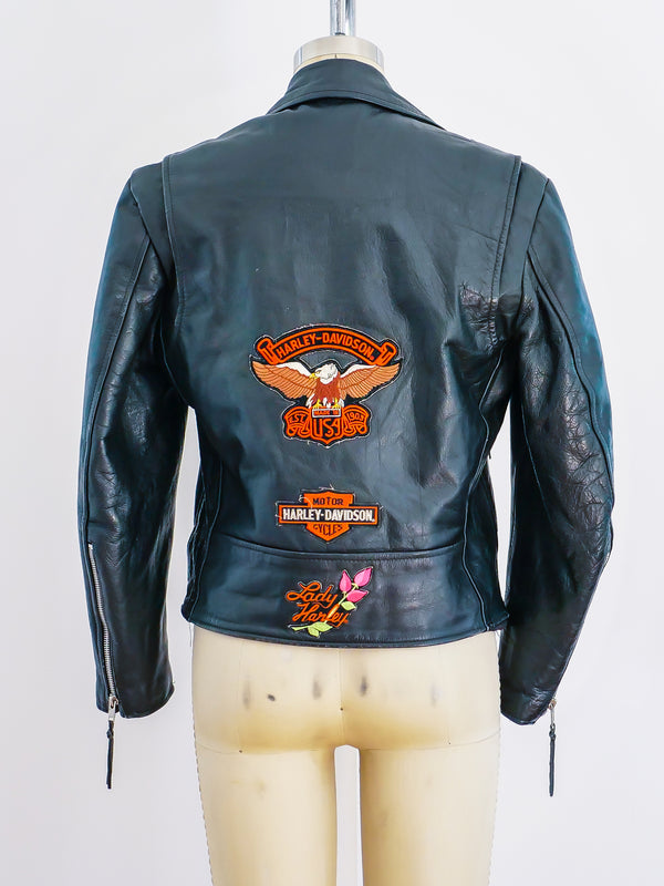 Classic Leather Motorcycle Jacket with Patches Jacket arcadeshops.com