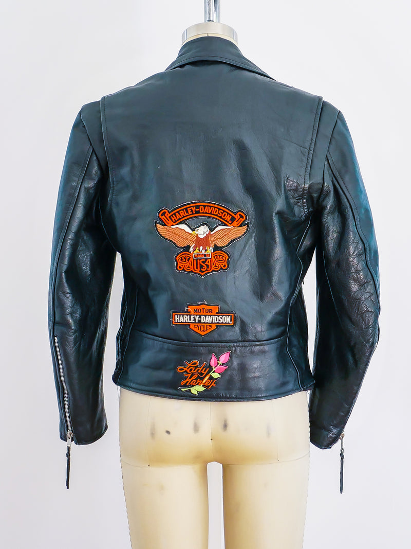 Classic Leather Motorcycle Jacket with Patches Jacket arcadeshops.com