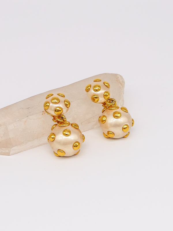 Studded Ball Drop Earrings Accessory arcadeshops.com