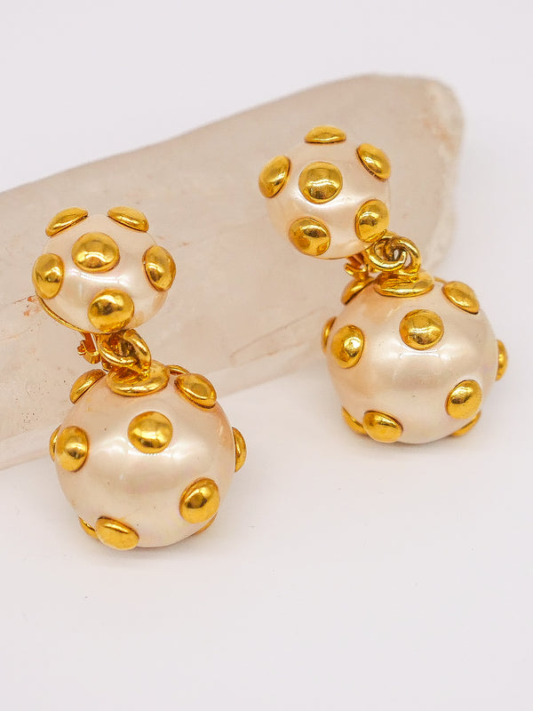 Studded Ball Drop Earrings Accessory arcadeshops.com