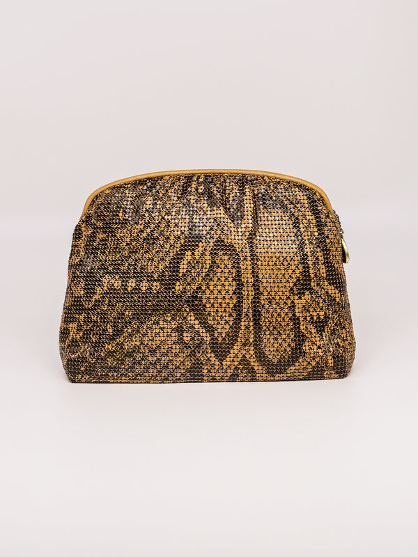Whiting and Davis Snake Print Metal Mesh Clutch Accessory arcadeshops.com