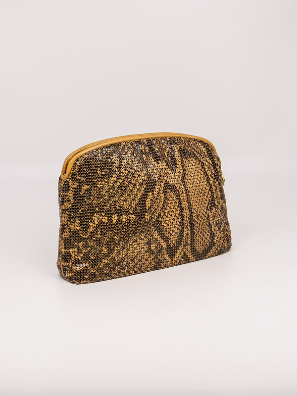 Whiting and Davis Snake Print Metal Mesh Clutch Accessory arcadeshops.com