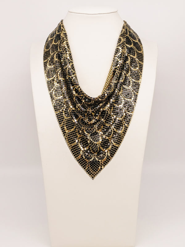 Whiting and Davis Feather Print Metal Mesh Bib Accessory arcadeshops.com