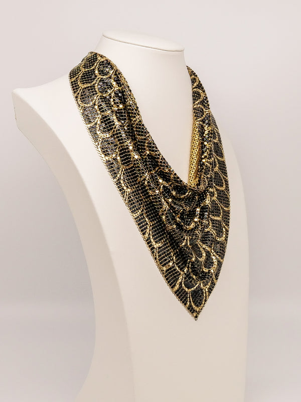 Whiting and Davis Feather Print Metal Mesh Bib Accessory arcadeshops.com