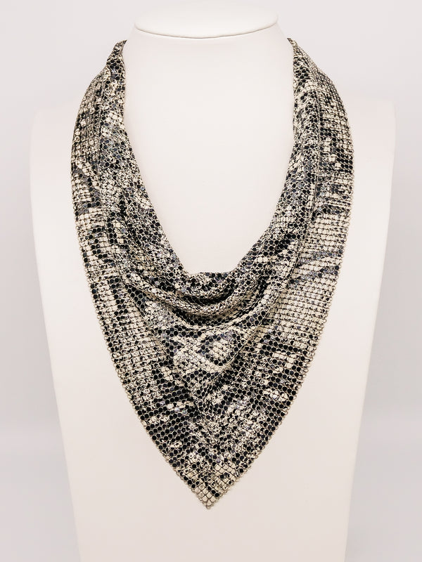 Whiting and Davis Snake Print Metal Mesh Bib Accessory arcadeshops.com