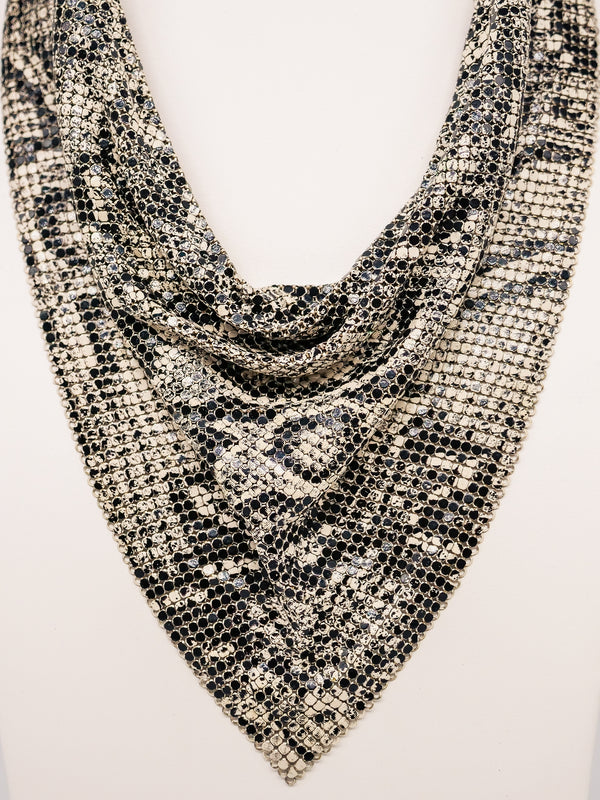 Whiting and Davis Snake Print Metal Mesh Bib Accessory arcadeshops.com