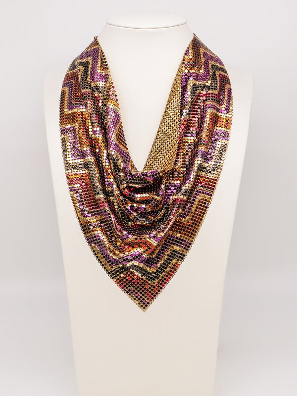 Whiting and Davis Chevron Print Metal Mesh Bib Accessory arcadeshops.com